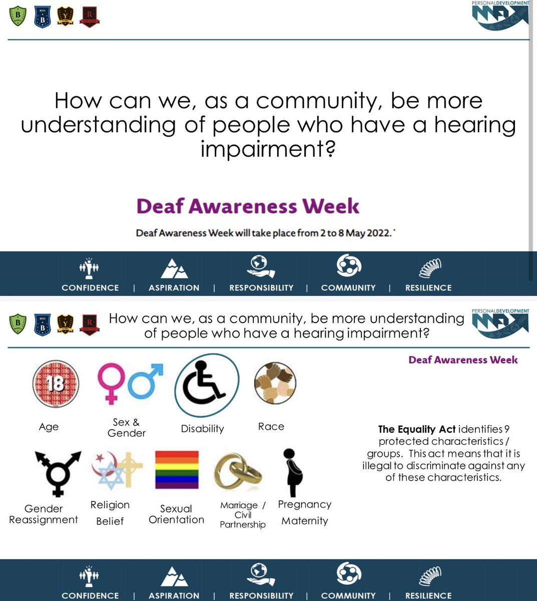 MaltbyAcademy's tweet photo. Amazing assemblies delivered by our Student Achievement Leaders this week #DeafAwarenessWeek2022 @RNID #PersonalDevelopment #Equality #KeyDriverResponsibility https://t.co/HmoxA4N5Ib