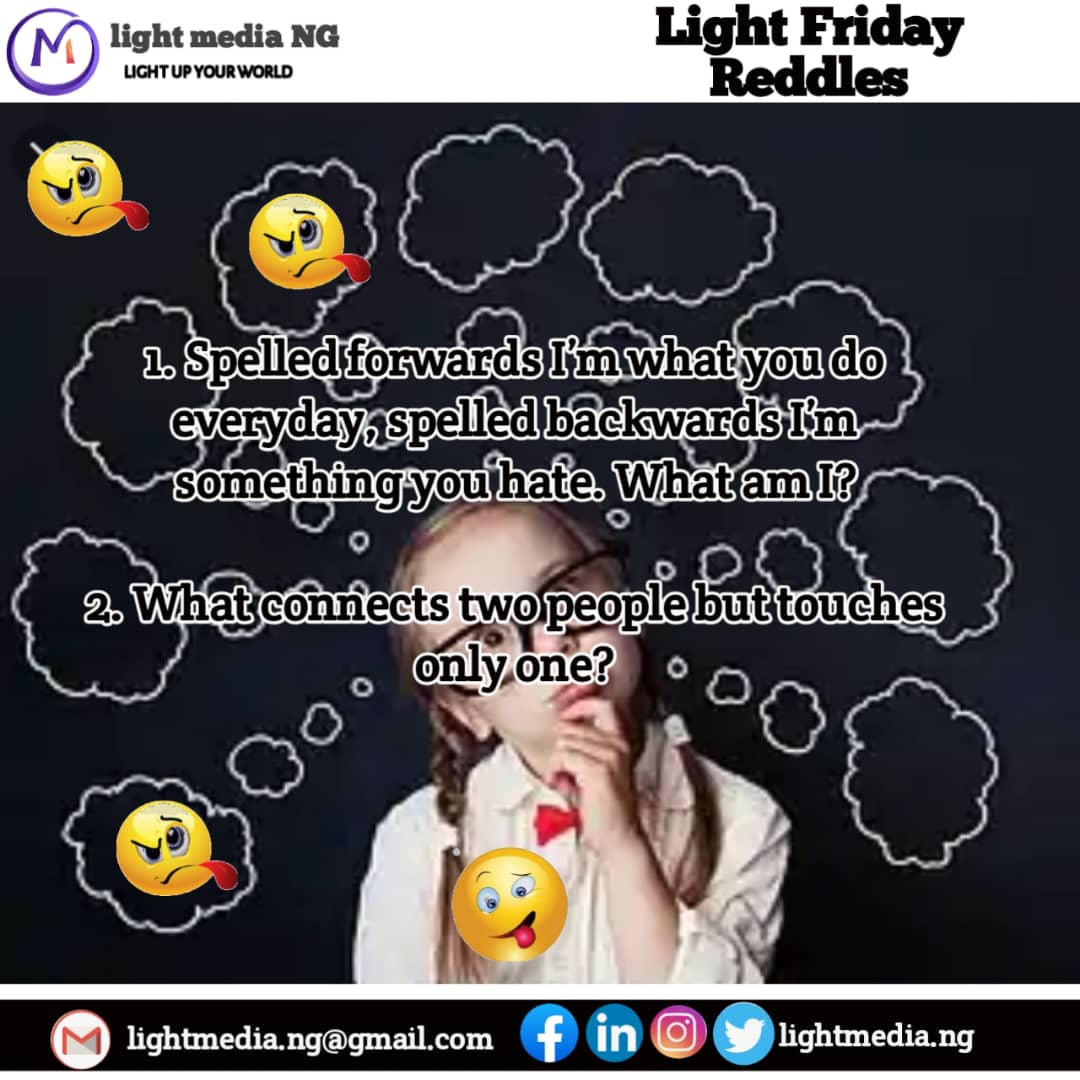 LightmediaNG's tweet photo. Paste your answers in the comment box😚
#lightfriday #riddles #RIDDLE #funfriday https://t.co/E8PujwcdSu