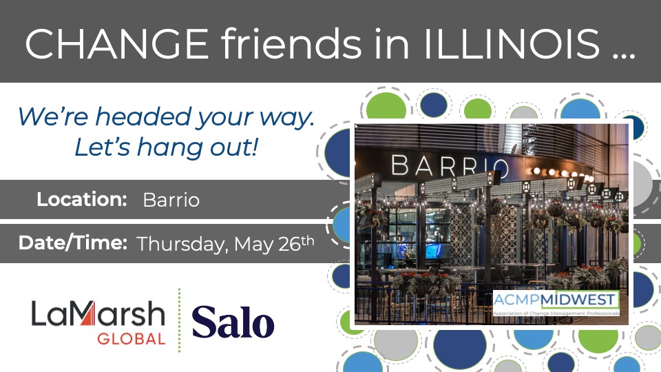 ILLINOISSSSSS -- we're baaack!  Let's hang out and catch up on Thurs, May 26th at Barrio, downtown Chicago! Finally, a chance to get back together in person with old Change friends and meet some new faces in our Change community! 

Reserve your spot here: ow.ly/aHKS50J1vkK