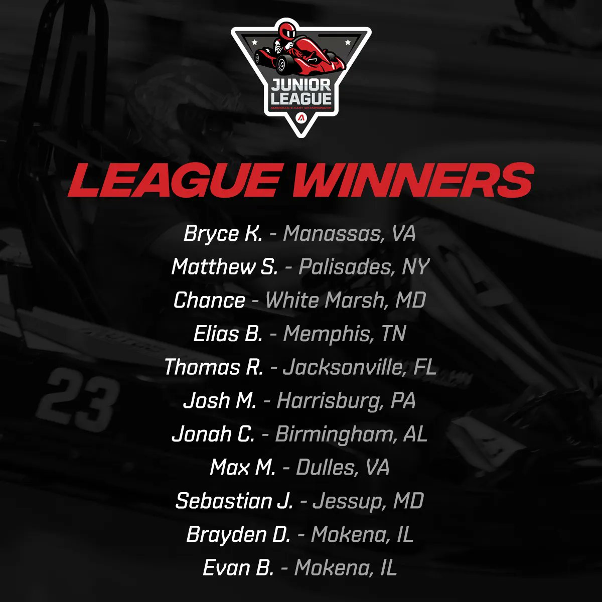 AccelerateSpeed's tweet photo. Thank you to everyone that participated in our Winter Junior Racing League! It was a great season! The new league season has just started, but its not too late to signup - Congratulations to our last league winners! https://t.co/2jEbWjy6mg #acceleratespeed #acceleratechicago https://t.co/SRfR48wybH