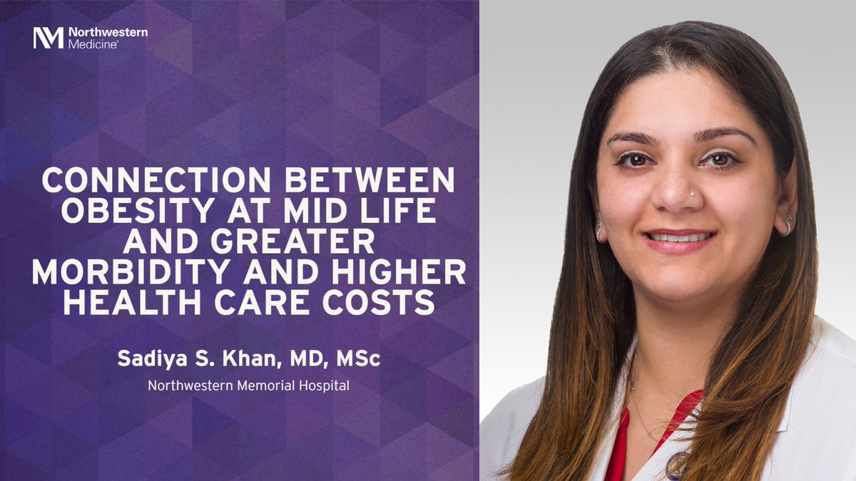NMCardioVasc's tweet photo. Sadiya S. Khan, MD, MSc (@HeartDocSadiya), reflects on a study conducted to identify the severity of the connection between #MidLifeObesity or #ExtraWeight and #GreaterMorbidity, and how it impacts #HealthcareCosts. Read more: https://t.co/FsiLCmV2oW https://t.co/N8qprUSMFC
