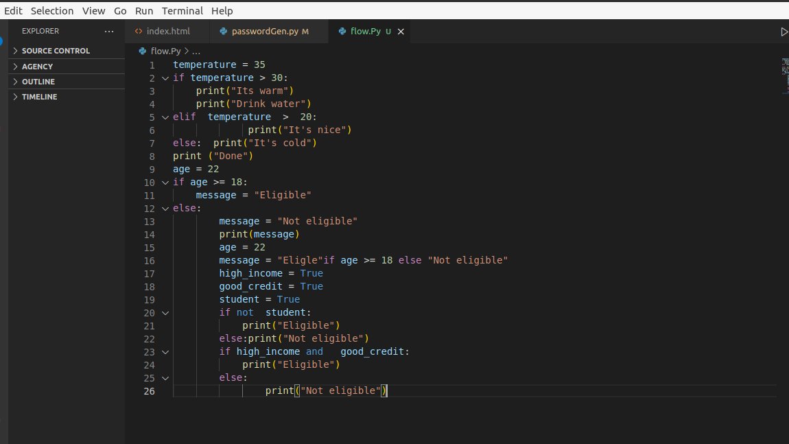 Blessed15644957's tweet photo. #100daysofcodechallenge 
#codeHive2022 
#WomenWhoCode 
Today I did python Control Flow:
else, elif,  if-elif-else https://t.co/RhXV2nkvwL