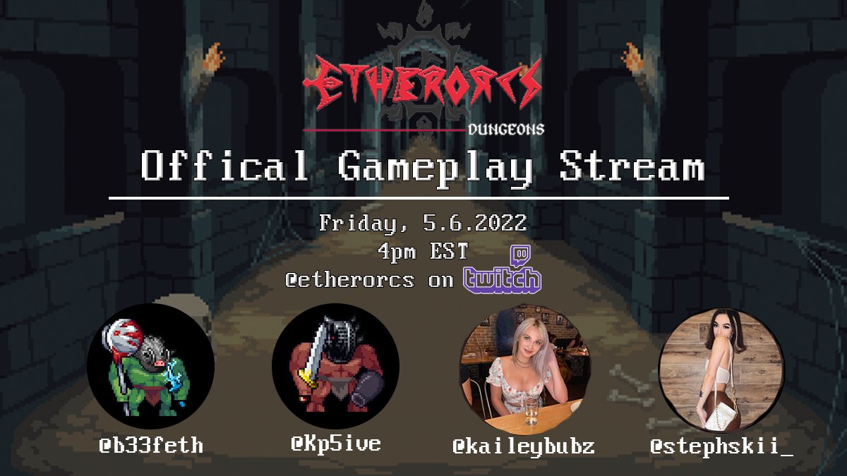 We are LIVE on <a href="/Twitch/">Twitch</a> 🎮

Kicking things off is @b33feth 🥩
Followed by:
- @KP5ive 
- <a href="/kaileybubz/">KBubblez</a> 
- <a href="/stephskiii_/">GloNavy Stephskiii</a> 

Tune in for a special announcement!

twitch.tv/etherorcs