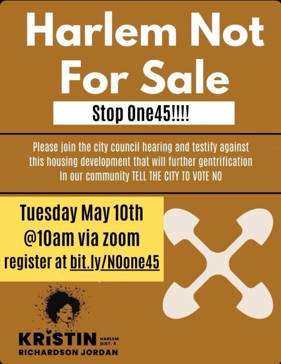 pspnyinc's tweet photo. Harlem is not for sale! Stop #One45 https://t.co/WpnRPy2ZYO