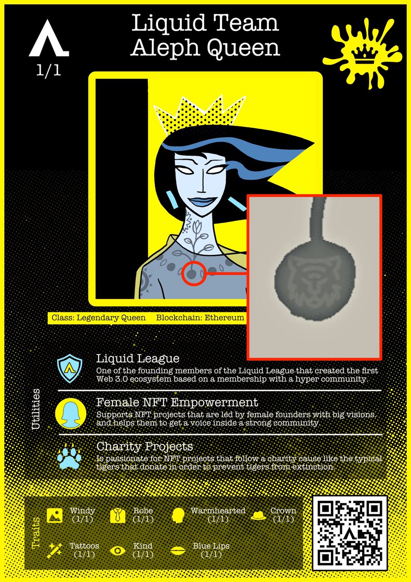 PhiTra88's tweet photo. I think it’s time to reveal the secret of the first #LiquidTeam collection card from @AlephQueen 😄
The trait I added to @DougTenNapel amazing art is a tiger head hidden in the flower root of the tattoo.
Thank you @ApeLiquidio fam for your guesses. You guys are awesome 🤩 https://t.co/GMpw5yVCSO
