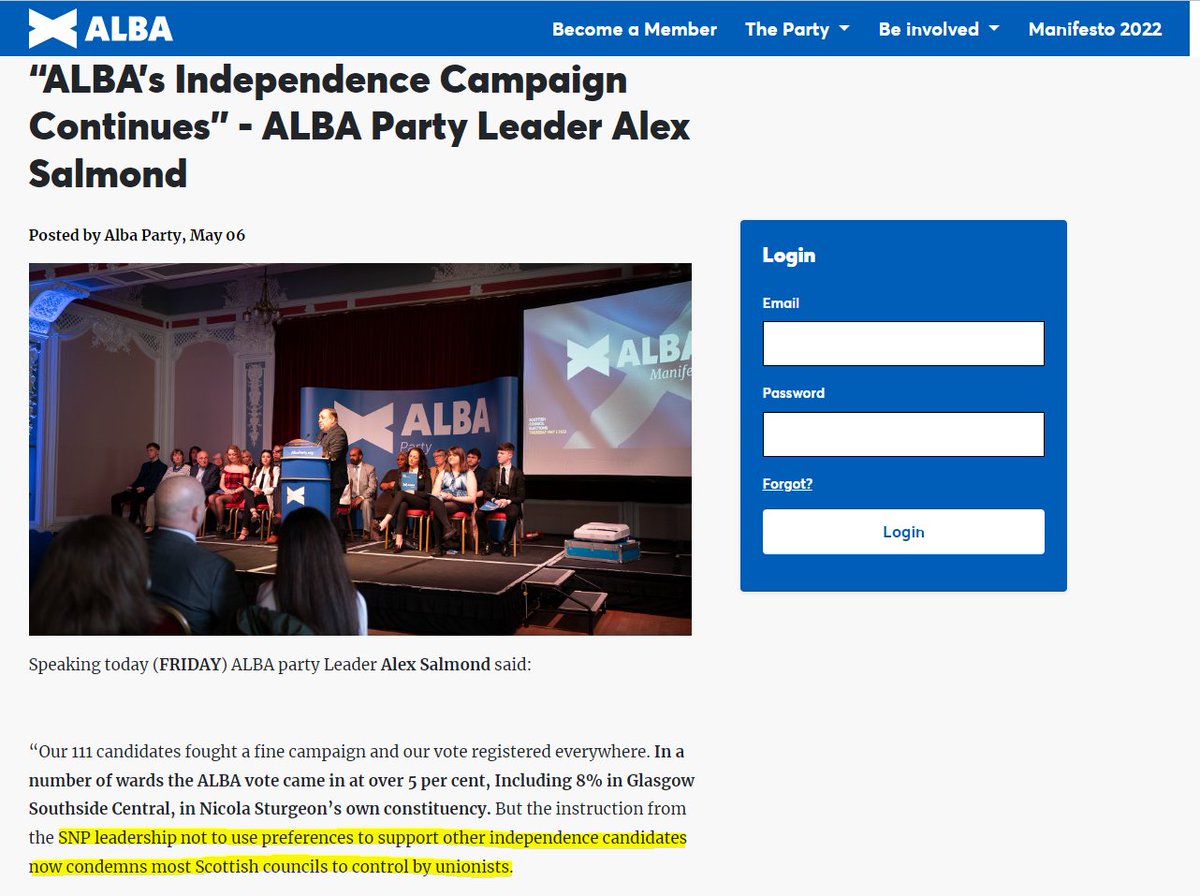 indy_swim's tweet photo. Alba HQ now officially blaming the SNP on their dreadful performance in the election. Absolutely pathetic. #AlbaFalling https://t.co/RrYLqS335g