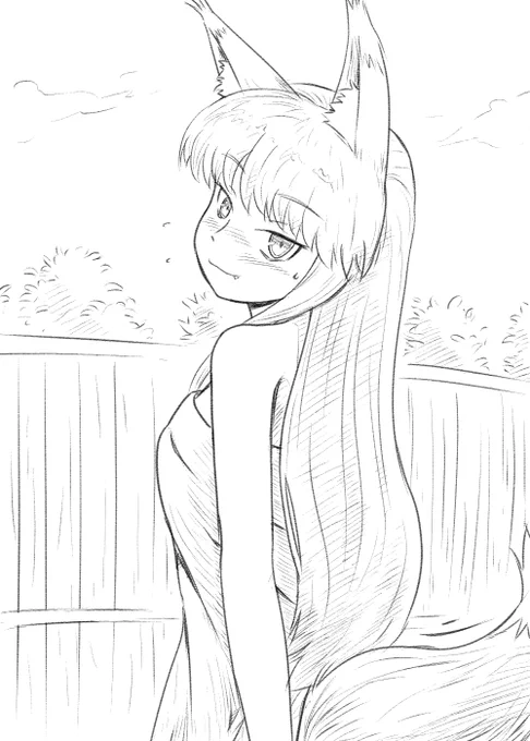 「こら～! 尻尾の付け根見るの禁止だからね!」
#オリジナル
#天月恒美 