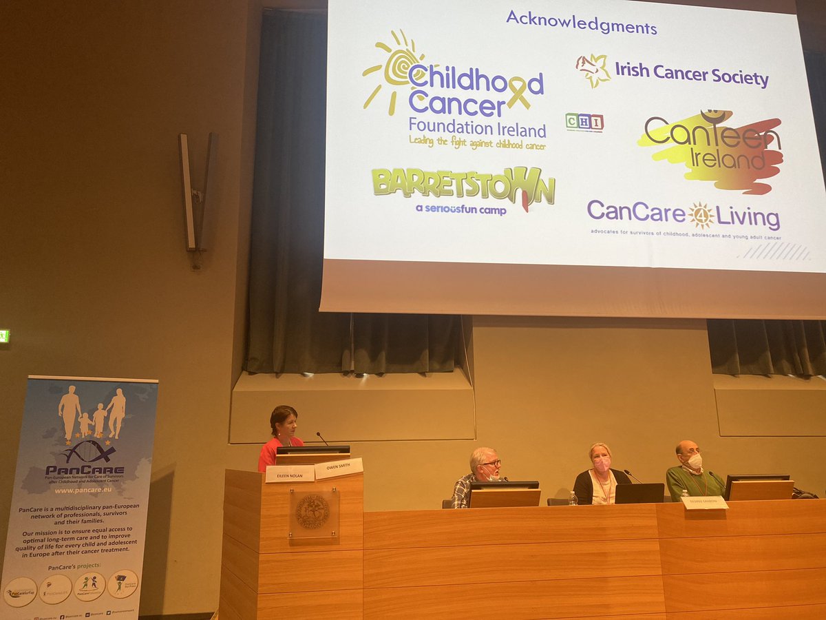 CanCare4Living's tweet photo. Eileen Nolan &amp; Prof Owen Smith @hseNCCP updating @PanCareNetwork #pancaretorino on the #AYAframework plan for Ireland.  #TeamIreland leads the way @hseNCCP @LightItUpGold
@Barretstown @CanCare4Living @cayasireland
@CanTeen_Ireland  #ForwardTogether https://t.co/IYr44EP2s5