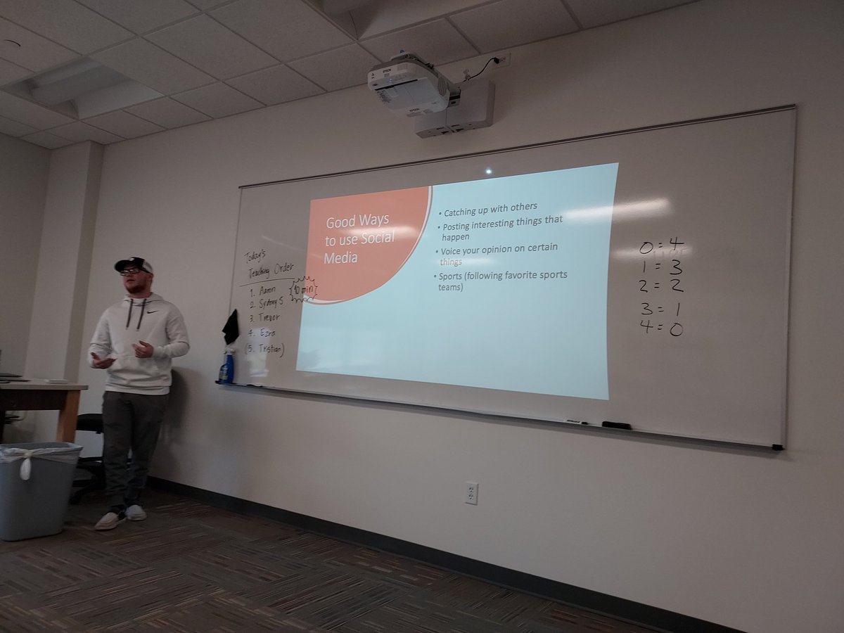 VCSUKHP's tweet photo. Peer teaching is on the roll! Students in HPER 206 Fundamentals of Teaching Health and Physical Education started their final peer teaching in Health Education. Topics covered today were Decision-Making skills, Stress Management, and Social Media.  #VCSU #vcsukhp https://t.co/HLIBCG8Xbr