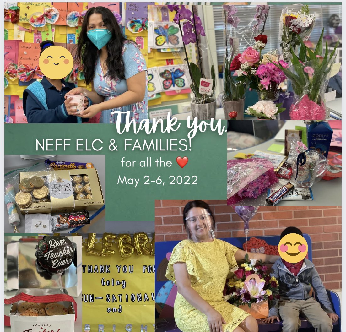 Carmen18106986's tweet photo. Thank you for all the 🍫  🎁 💐  🍪  🍨 🍕🍬. I feel so blessed to serve the Houston community😍@NeffECC #ThankHISDTeachers @HISDECH https://t.co/AUIJIWF2P1