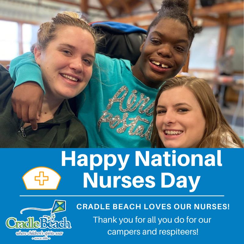 CradleBeachInc's tweet photo. Happy Nurses Day to all nurses, but especially to the dedicated nurses who support our campers&amp;respiteers throughout the year! In an average summer, we support campers who make up more than 100 different medical diagnoses. Thank you nurses! #NursesDay https://t.co/D9jsK5XxmQ