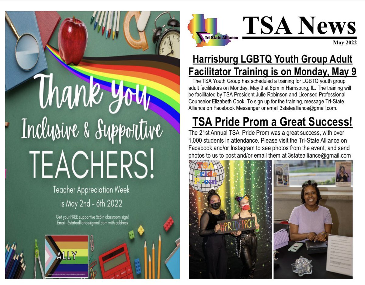 tsalgbtq's tweet photo. A reminder: please check out the May TSA Newsletter! https://t.co/fj0u9jPbag

#lgbtqia #LGBTQ #LGBT #evsc https://t.co/drUE1tzdwg