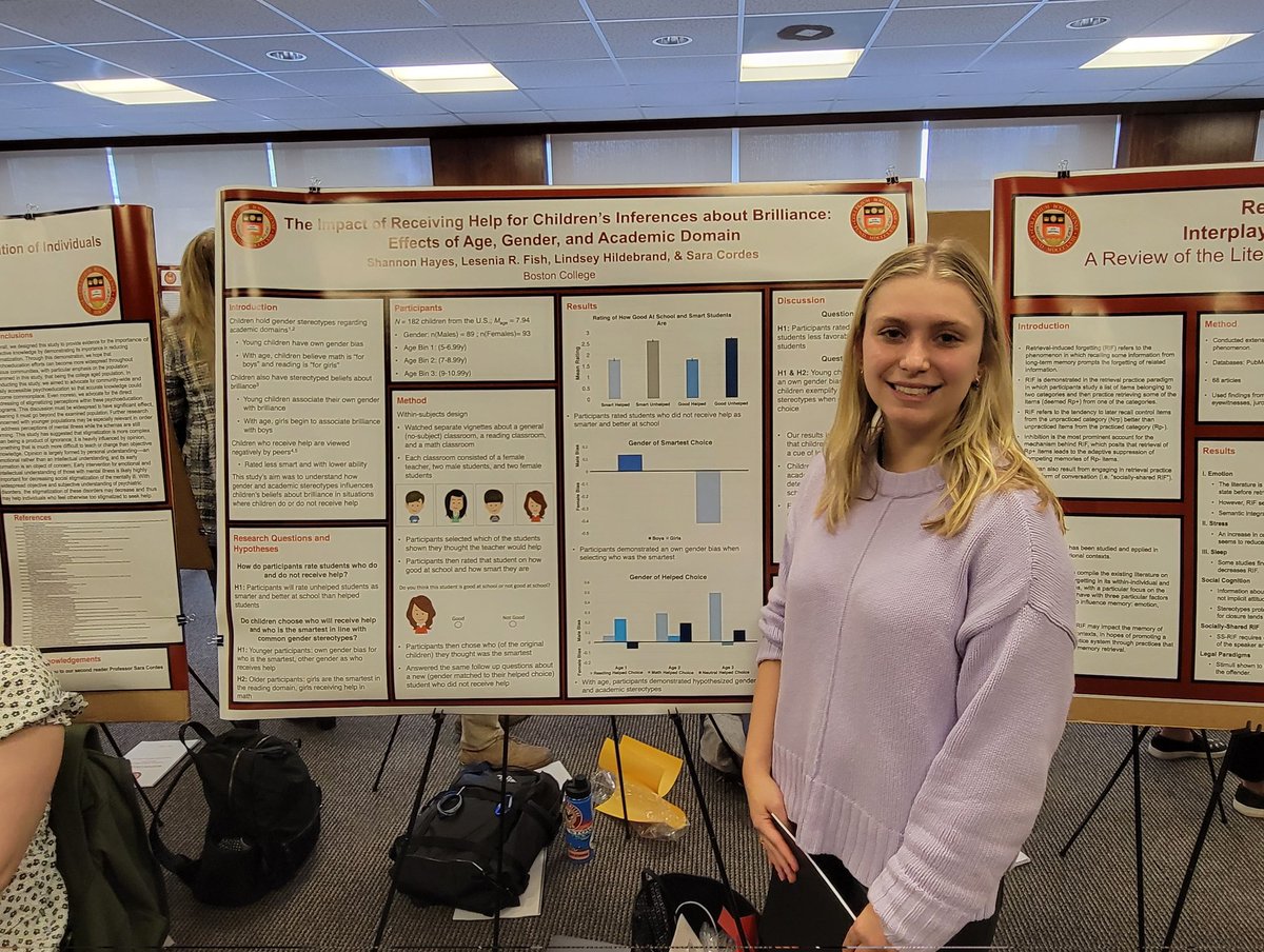 bccognition's tweet image. Congrats to our lab&apos;s senior thesis students who presented at the @bc_psychneuro Undergraduate Research Conference today! We&apos;re so proud of these projects and your work this year! 🥳🧠