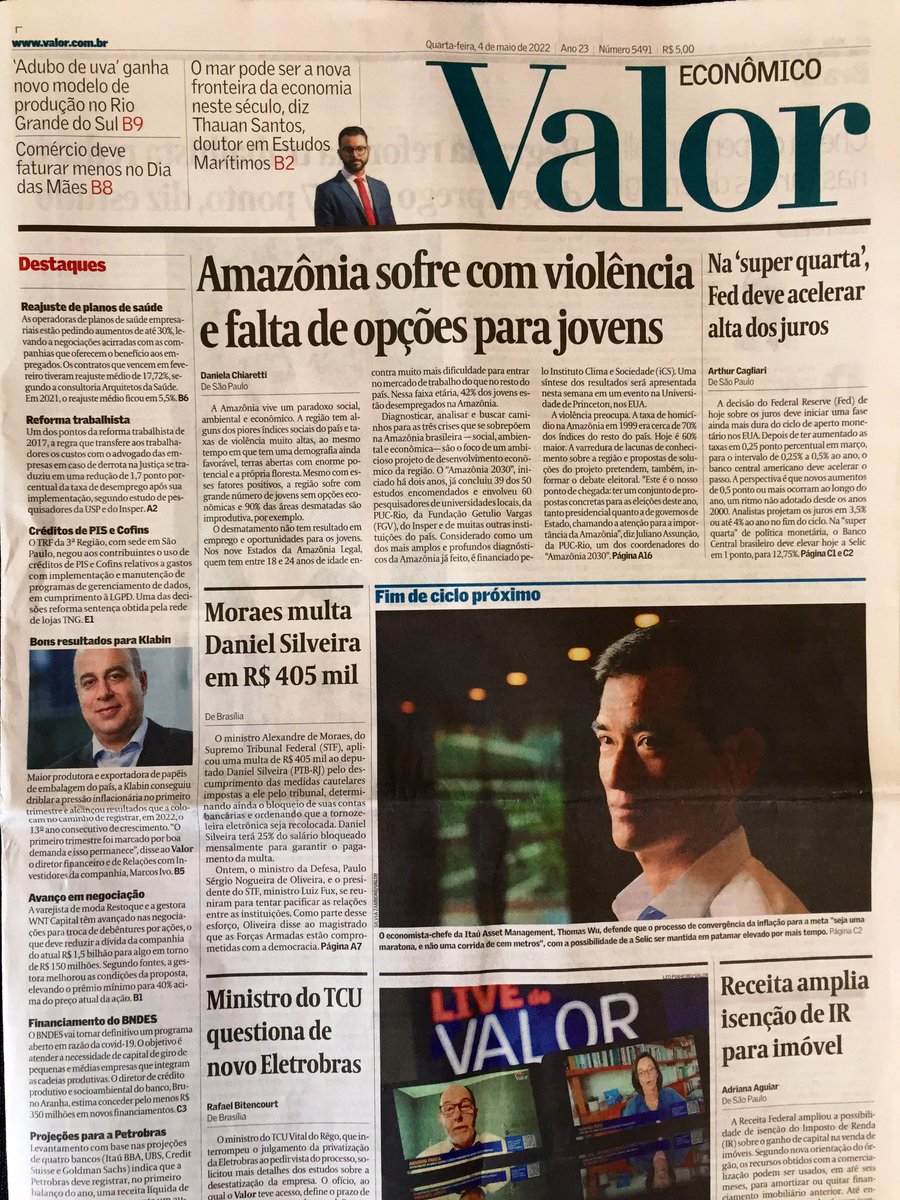 SamCowie84's tweet photo. Valor: Important headline earlier this week about project @amazonia_2030
“The Amazon suffers with violence & lack of options for young people.”
- 90% of deforested areas are under productive
- 42% 18 -24 yr olds unemployed
- Homicide rate 60% higher than the rest of Brazil https://t.co/Pe4mN1VeCo