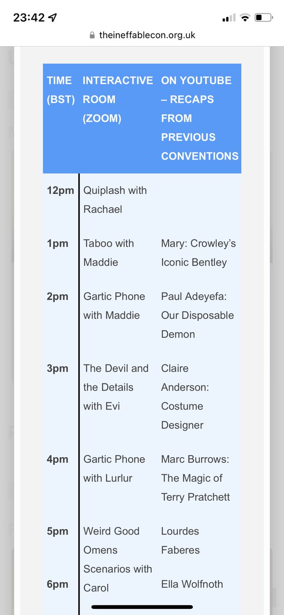 TheIneffableCon's tweet photo. Tomorrow’s #GO32 schedule is live and available on the website, as is your free ticket: https://t.co/Xj6TsujFr2
We’ll also have chat rooms, including a text only room, and, as always, we’re raising money for @AlzResearchUK: https://t.co/aOBs1UIyKA
See you there? 🐍 https://t.co/yo2V9tNJbz