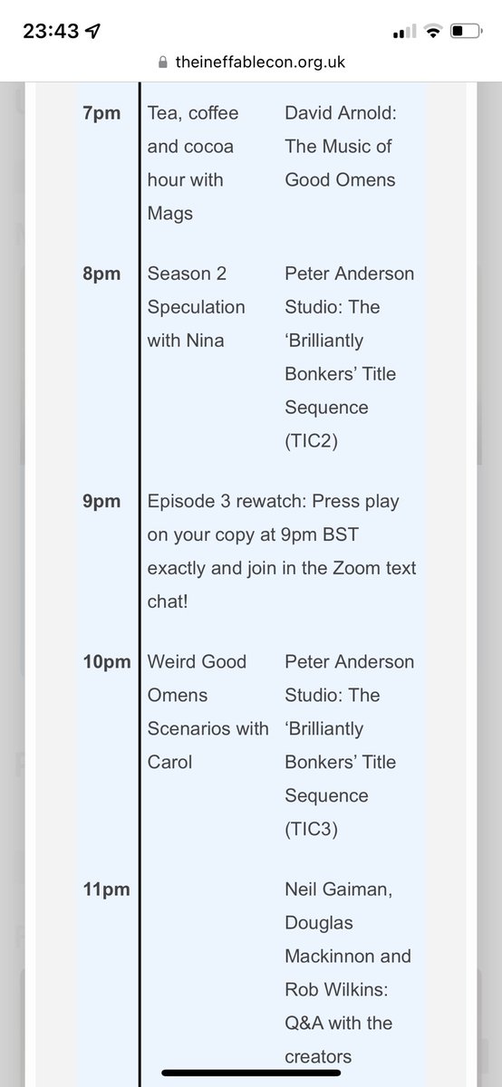 TheIneffableCon's tweet photo. Tomorrow’s #GO32 schedule is live and available on the website, as is your free ticket: https://t.co/Xj6TsujFr2
We’ll also have chat rooms, including a text only room, and, as always, we’re raising money for @AlzResearchUK: https://t.co/aOBs1UIyKA
See you there? 🐍 https://t.co/yo2V9tNJbz