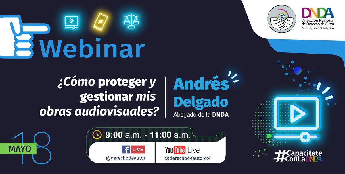 Derechodeautor's tweet photo. Queremos invitarte al webinar: ¿Cómo proteger y gestionar mis creaciones audiovisuales?

Más información: 👇🏻

📅18 de mayo
⏰9:00 a.m.
🌐Facebook: @derechodeautor
🌐YouTube: @derechodeautorcol

¡Inscríbete ahora!:https://t.co/5Y5hzgbxBl https://t.co/8RSmKCQWyE