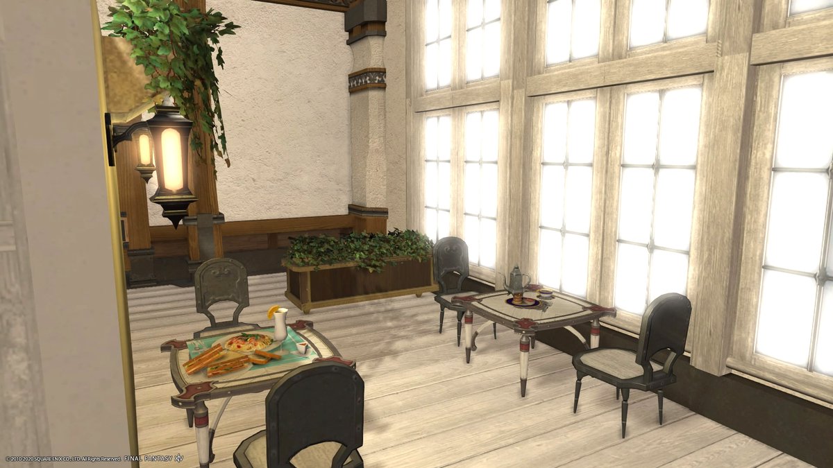 Zzzz_House's tweet photo. 以前もアップしたことあるけどタグ付きで再掲載。
土地もお金もなかったのでミストのアパルトメント購入してパン屋＆喫茶店を作りました。
ベッド１つ浮かせるのに３時間くらいかかりました🥲

#FFXIVFirstBuild https://t.co/lyuGSDFrhE