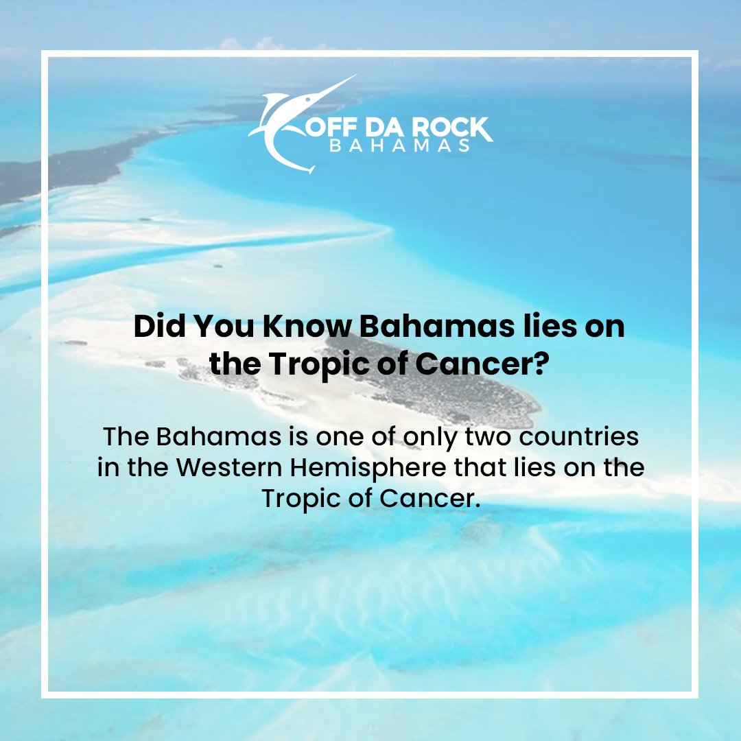 offdarockfishin's tweet photo. The #Bahamas is one of only two countries in the Western Hemisphere that lies on the Tropic of Cancer. The #TropicofCancer happens to miss both Cuba and Florida.🌊

Get Hooked on The Bahamas with us: https://t.co/RQmDvEgvyQ

#travel #travelling #travellinglife #travellingwoman https://t.co/Vox7XrSO9v