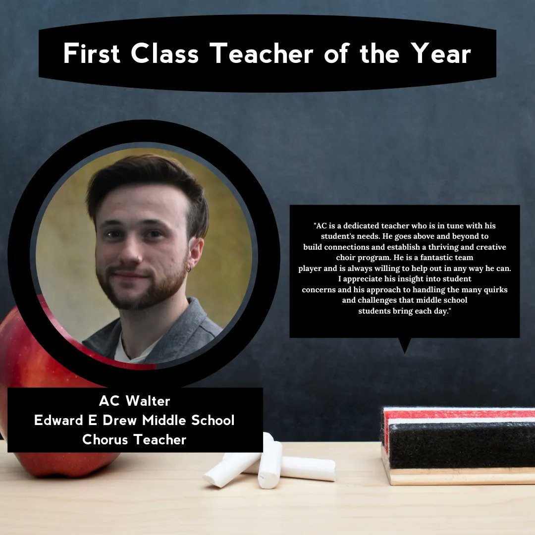 SCPS_HR's tweet photo. Congratulations to AC Walter, a Chorus Teacher at Edward E. Drew Middle School! Take a look to see what his colleagues have to say about him! #SCPSStrong #SCPSHR #SCPSFCTOY #MakeStaffordPartOfYourStory #educator #virginiateacher #teachersofvirginia #teachers #teacheroftheyear https://t.co/k9F3HlqIY2