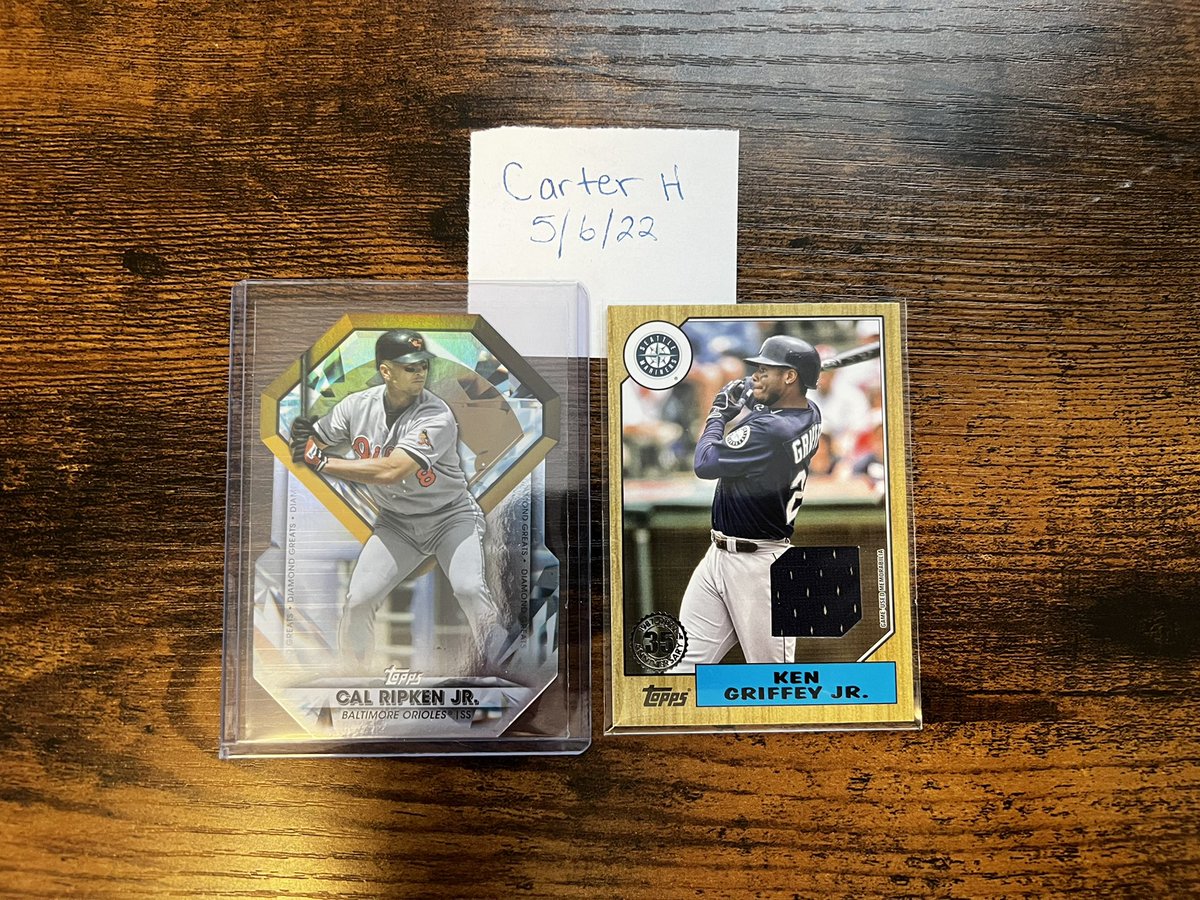 TheChessmix's tweet photo. Ken Griffey Jr game used jersey and Cal Ripken Jr Diecut!!!

$30 shipped!!!!

@CardboardEchoes https://t.co/tZrejybCWy