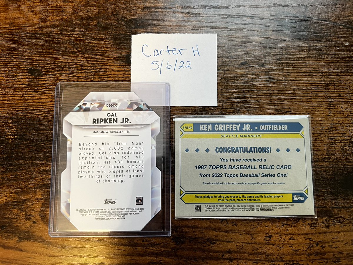 TheChessmix's tweet photo. Ken Griffey Jr game used jersey and Cal Ripken Jr Diecut!!!

$30 shipped!!!!

@CardboardEchoes https://t.co/tZrejybCWy