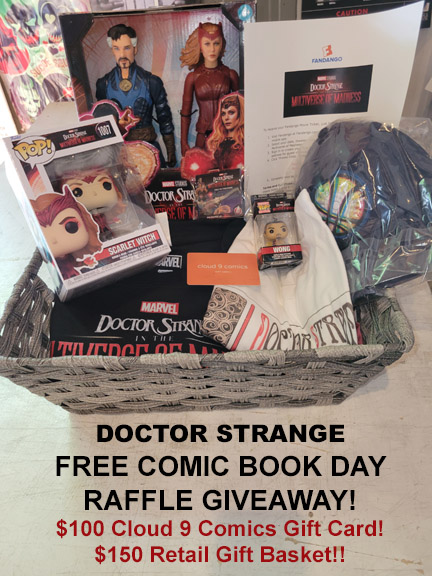 tasteecatcomics's tweet photo. @Freecomicbook is tomorrow, Sat, May 7th!
STOREWIDE &amp; SIDEWALK SALE ALL DAY ! !
Everything 25-50% Off!  Open 2 Hours Early @ 9AM!
Photo'd below is our kick ass Doctor Strange Raffle!  
It includes a $100 Cloud 9 Gift card !!! https://t.co/x0dmBMLvhR