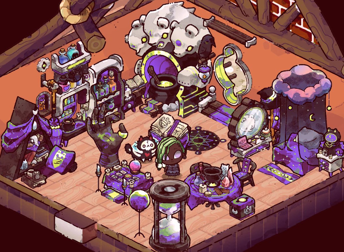 CozyGrove's tweet photo. Ok, but hear me out: the new wicked dye on the witchy furniture 🔥🔥🔥 https://t.co/uebG3UvqiL