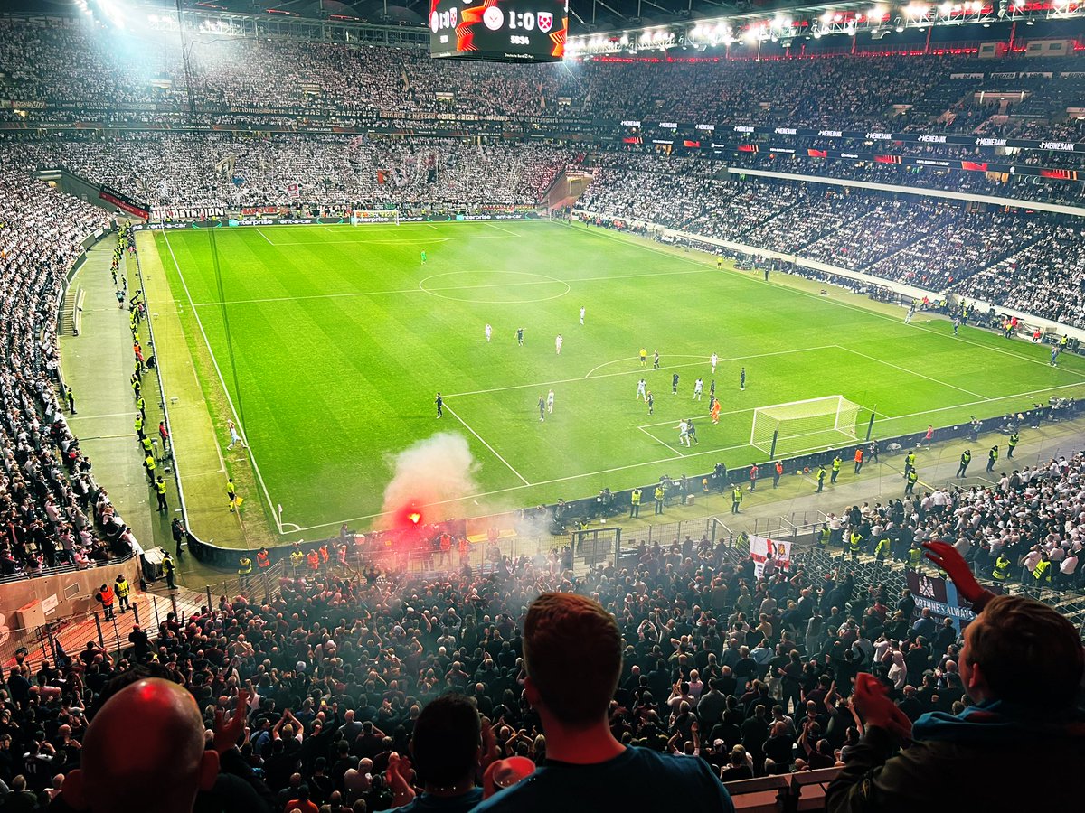 TahmidWHU's tweet photo. Frankfurt away. European dream comes to an end but proud of the boys regardless. Next season we go again ⚒️♥️ https://t.co/J66vxWVwWS