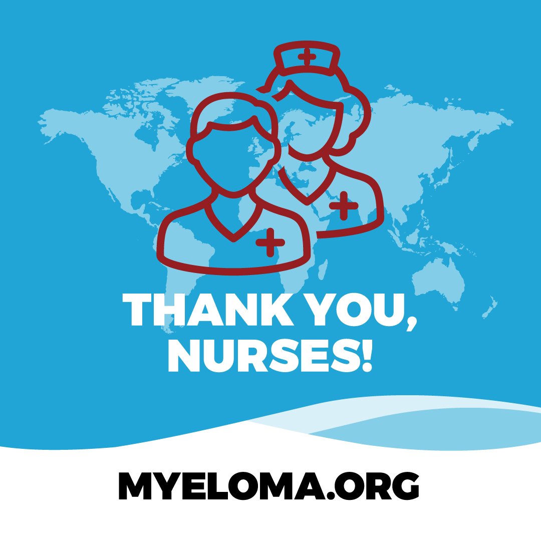 IMFmyeloma's tweet photo. On #InternationalNursesDay, the International Myeloma Foundation and the myeloma community pay tribute to the hard work, commitment, and dedication of all nurses across the globe. We are grateful for each of you and for your crucial role in patient care. #nursesday https://t.co/lns2giM4dd