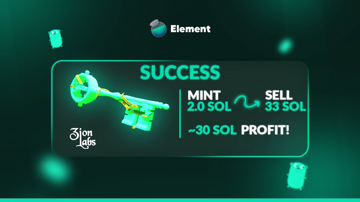 Printing money with Element, and this was only 1 of our calls! 🤑

Members made over 30 sol profit off one call, which then they minted easily with our bot. 📈

We provide more than just a software 😉 

Like &amp; Retweet 💚 ♻️