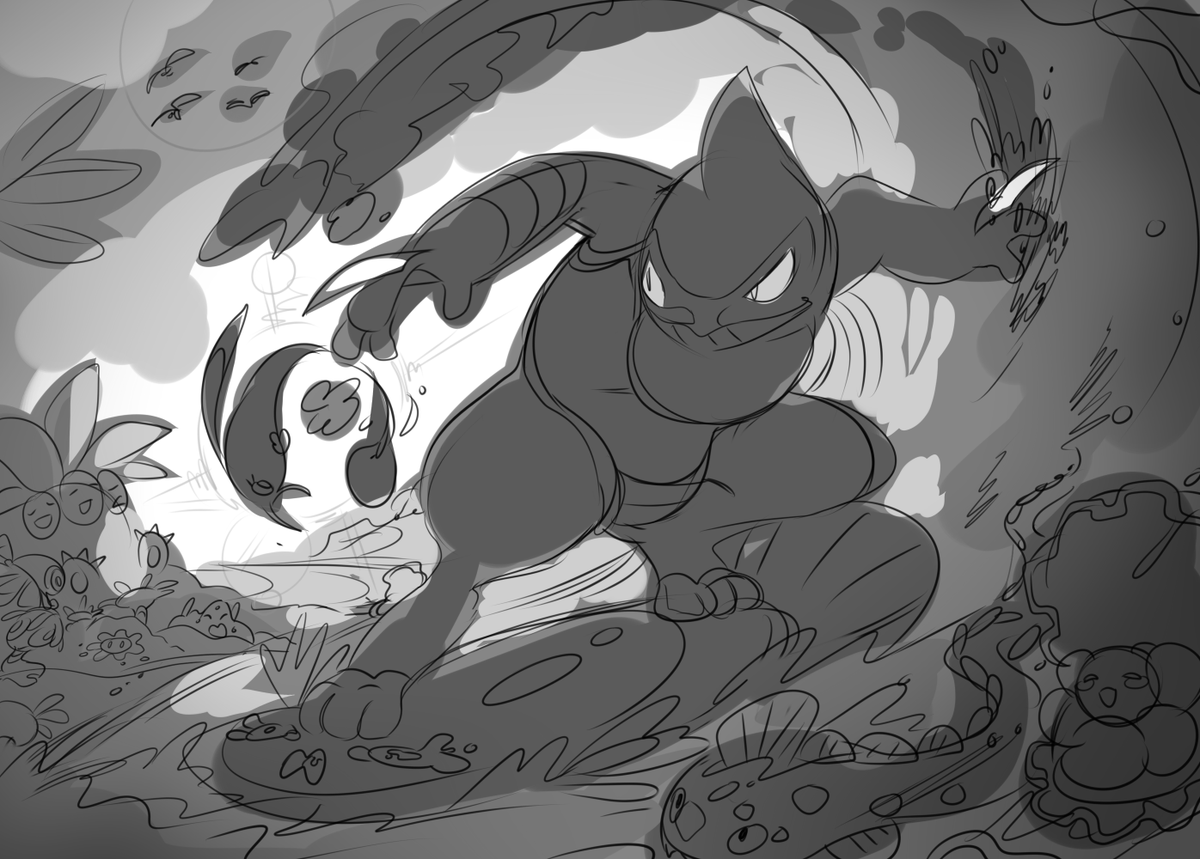 idk when i'll get to finish these, but have some pokemon card art WIPS of underrated pokemon in focus: minor (clefable), scorbunny (larvesta), toxicroak (stunfisk), tropius (+lunala) etc
lets play spot all the hidden pokemon lmao