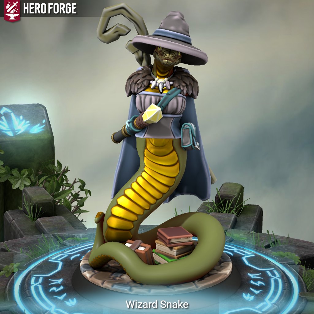 So I missed my post on the Series of #DnD Furries yesterday :( I'm sorry y'all. Today we have A Paladin Mouse (heroforge.com/load_config%3D…) and a Wizard Snake (heroforge.com/load_config%3D…). Made in <a href="/HeroForgeMinis/">Hero Forge</a> , in collaboration with <a href="/StriatheSnowMew/">Tika</a>