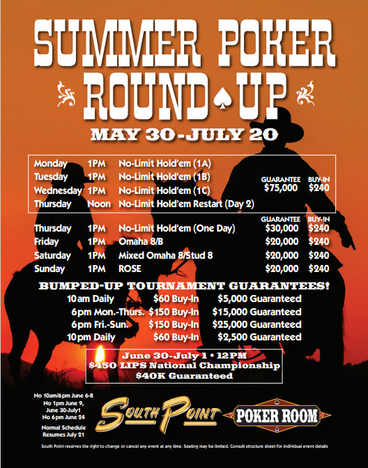 South Point Poker Room on Twitter "Updated Summer Poker RoundUp