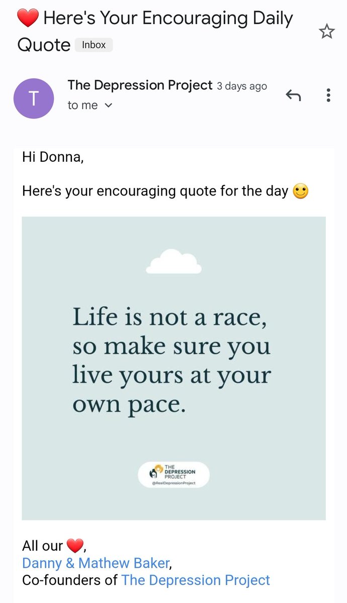 MrMAGIC72014978's tweet photo. #QuotesOfEncouragement #TheDepressionProject I get these daily email, which help me through my day 
#MentalHealthMatters #mentalhealth https://t.co/c1ZLxsM224