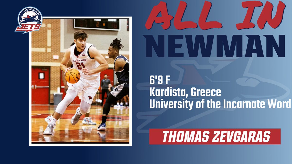NewmanJetsMBB's tweet photo. Please join us in welcoming 
to the ✈️Jet family :

📝: Thomas Zevgaras ( @ThomasZevgaras )
🏀: Forward
📏: 6'9
🏡: Karditsa, Greece
📚: University of the Incarnate Word

#JetPower✈️ https://t.co/WhkQobRoEh