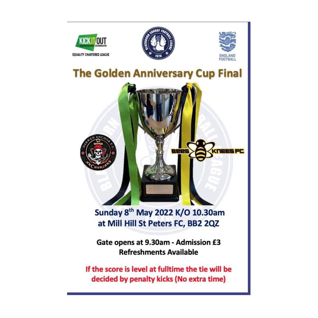 BeesKneesFC's tweet image. We’ve made it to the final in the 
The golden anniversary cup! 
Come down on Sunday @ Mill Hill St Peter’s, BB2 2QZ KO 10.30am

The boys would like to thank our sponsors this season. 

-
@BlackburnLeague 

#letsgo #beeknees