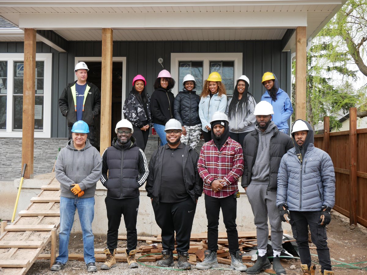 HabitatNiagara's tweet photo. Grrrrreat day on the Cedar Street build site with these two teams @LandproPlanning and #m5VDevelopments! https://t.co/sYEqfKJlDF