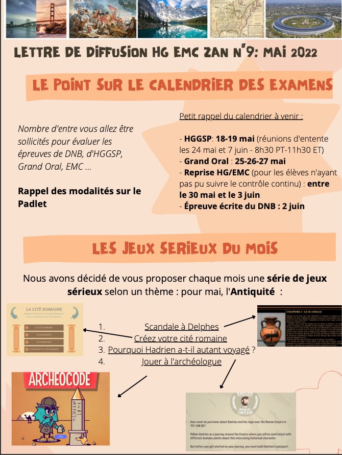 IRF_AEFE_ZAN's tweet photo. [Ressources pédagogiques #AEFE #FISNA]
Lettre #Histoire_Géographie #EMC ZAN N°9 

> Calendrier #examens
> Jeux sérieux sur l'#Antiquité
> Sélection de #ressources sur la place des #femmes dans les #programmes

👩‍💻👨‍💻Rédacteurs : @AugeFanny &amp; @LotonMorgan
➡️ https://t.co/V4taD8P83P https://t.co/GbJf0GuIDj