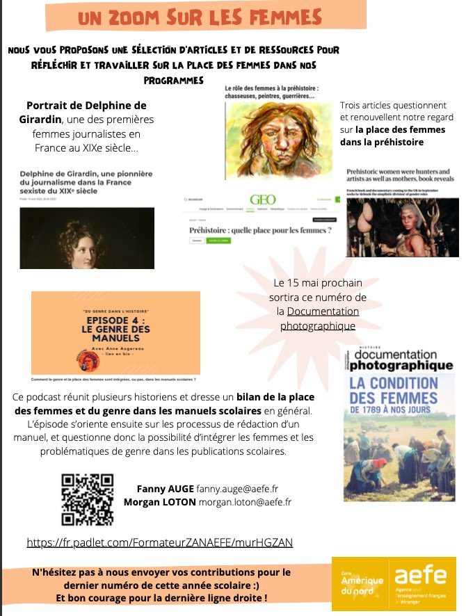 IRF_AEFE_ZAN's tweet photo. [Ressources pédagogiques #AEFE #FISNA]
Lettre #Histoire_Géographie #EMC ZAN N°9 

> Calendrier #examens
> Jeux sérieux sur l'#Antiquité
> Sélection de #ressources sur la place des #femmes dans les #programmes

👩‍💻👨‍💻Rédacteurs : @AugeFanny &amp; @LotonMorgan
➡️ https://t.co/V4taD8P83P https://t.co/GbJf0GuIDj