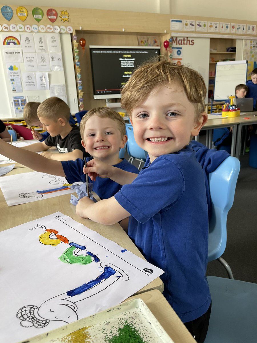 Mr_WStephen's tweet photo. First afternoon back in our clan houses @Caol_Primary! We watched cartoons on the adventures on Nessy while painting and the older boys/girls painted a map of Loch Ness and presented us with research on key information #NessRed #Lochness #lochnessmonster #happyfaces #teamcaol https://t.co/DWKb3jPlmI