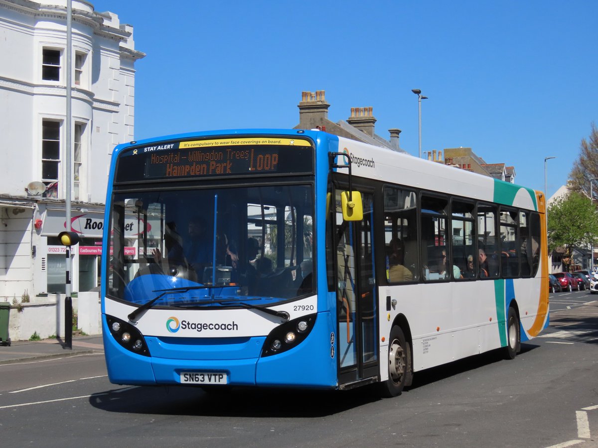SouthernTransp3's tweet photo. With the new MMC's having arrived for the Canterbury Park &amp; Ride, @StagecoachSE are in the process of transferring the older ADL E300's to Eastbourne Depot. 27891 SN63KFL, 27920 SN63VTP and 27924 SN63VTW were snapped at Langney Shops and on Seaside Road over the past few weeks. https://t.co/gYegtV7U7K