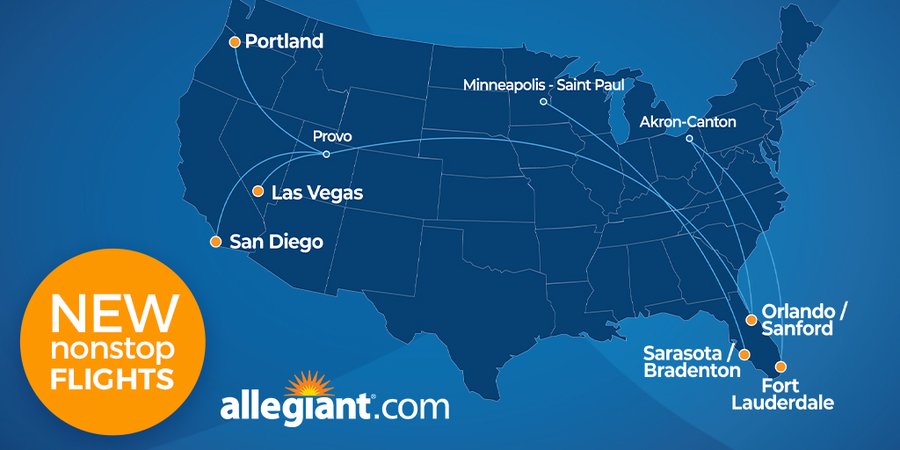 Map Of Allegiant Flights Allegiant Air Reveals Seven New Routes – Airways Magazine
