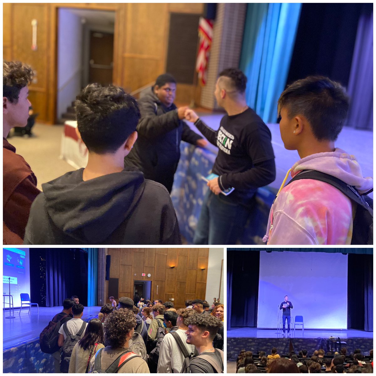 You know your motivational speaker was inspiring when there is a line of students waiting to tell him how AWESOME he was.👏🏽

The engaging &amp; very funny <a href="/DavidEdwardGar/">David Edward Garcia</a> reminded us that “life can never take our story, that belongs to you and you only.”#MentalHealthAwarenessMonth