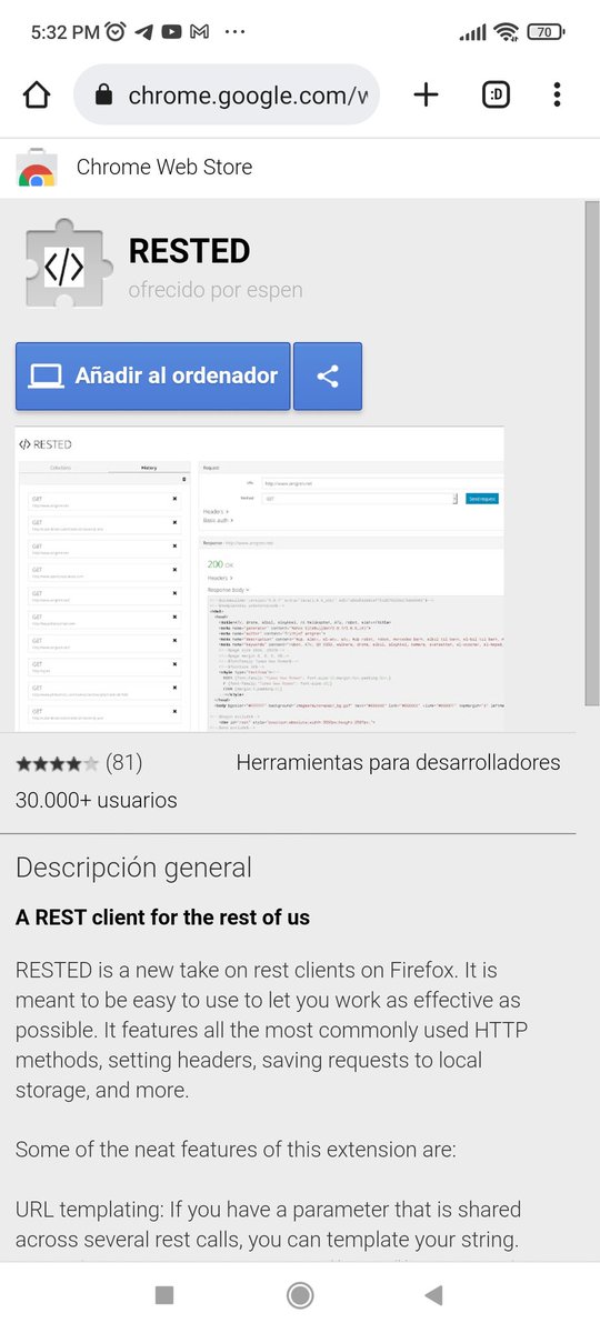 Rested - rest client chrome.google.com/webstore/detai… , Nice 😜, #Java #spring #JS #angularjs #vuejs #programmer