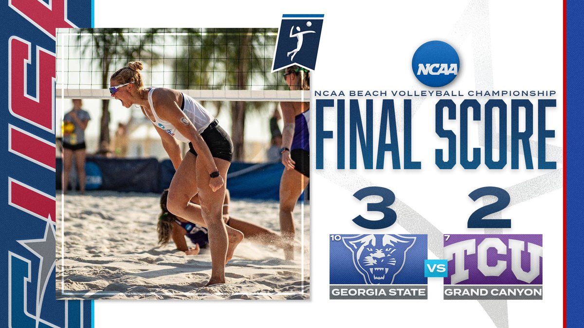ConferenceUSA's tweet photo. 𝗠𝗢𝗩𝗜𝗡𝗚 𝗢𝗡 ➡️

@GSUBeachVb pulls off the biggest upset in NCAA Beach Volleyball Championship history!!

#CUSABVB 🏐 https://t.co/gSBsJH9Uo5