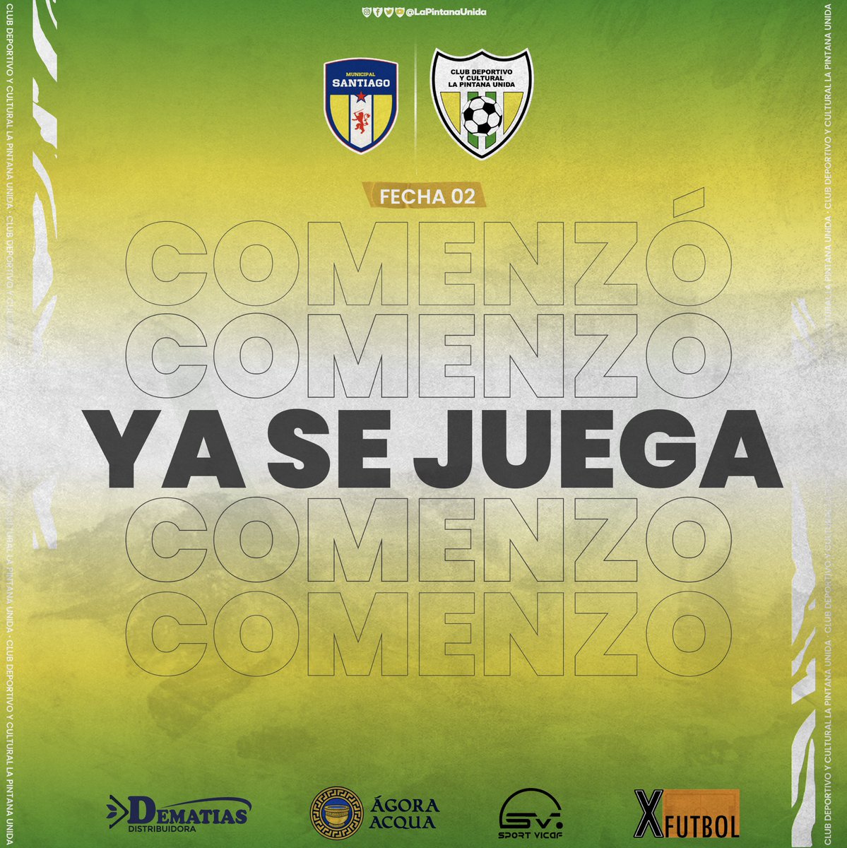 PintanaUnida's tweet photo. #COMENZÓ
Abriendo la fecha número 2, ya se juega en la comuna de San Joaquín. 
¡¡Vamos la Pintana carajo!!

¿Como lo puedes ver?
Transmite RDF
Radar de Fútbol
Por su canal de Facebook // Youtube

#DalePintanaUnida #VamosxelAscenso #LaPintanaUnida #DaleBicolor https://t.co/Hjz1HtlUub