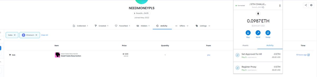 BrokeToRichNFT's tweet photo. This account was started with .1 eth and will grow overtime to prove that anyone can make moneys with NFT’s. The original amount deposited was .1 eth or ($274 USD)

We’re starting the journey off right by getting our registration fees out of the way. 

Current Eth: .0987 https://t.co/0ZCp9soIbG