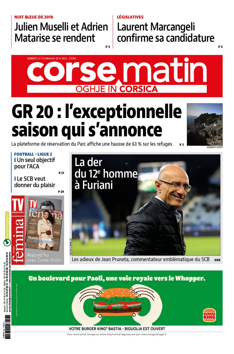 Corse_Matin's tweet photo. A la Une, ce samedi https://t.co/v5rcWKGTFM