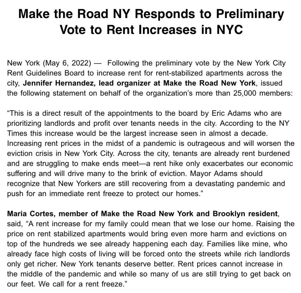Make the Road NY 🦋 on Twitter "STATEMENT In response to preliminary